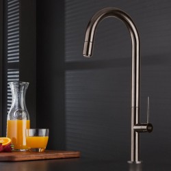 Kitchen tap Deck-mounted material: Brass With Pull-Out Spray 1 jet Black Brushed, color: Black surface: Brushed Deck-mounted