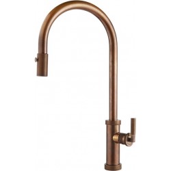 Kitchen tap Deck-mounted material: Brass with shower Natural Brass, color: Bronze surface: Brushed Deck-mounted