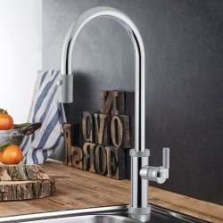 Μπαταρία κουζίνας επικαθήμενη από ορείχαλκο με ντους, χρώμα: Χρωμέ επιφάνεια: Γυαλιστερή Επικαθήμενες