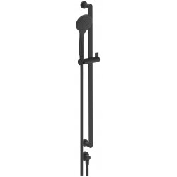 Shower slider rail 80cm material: Brass with hand shower, hose & outlet elbow, color: Black surface: Matt Shower slider rails