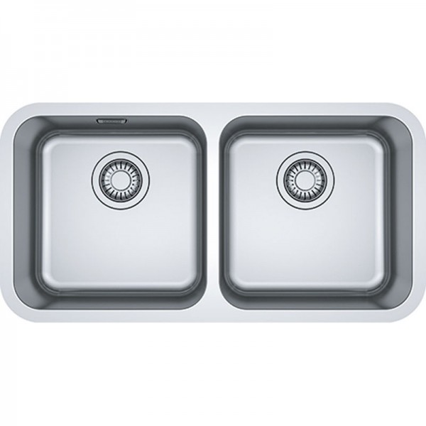 Νεροχύτης ανοξείδωτος 72,5x40 από inox επιφάνεια: Λεία ματ χωρίς πάγκο υποκαθήμενος, 2 γούρνες (77,5x35), χρώμα: Χρωμέ Ανοξείδωτοι