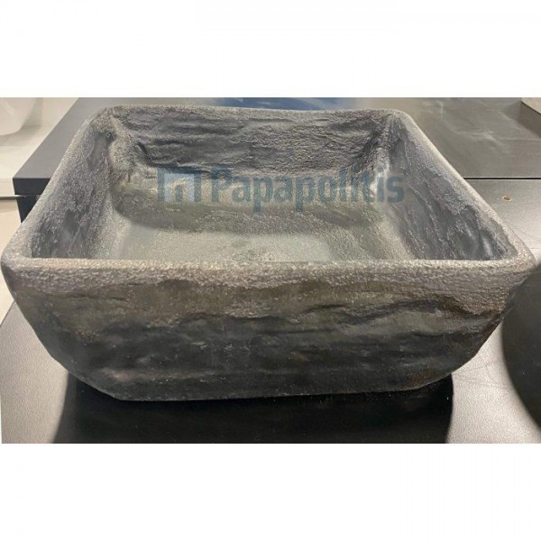 Νιπτήρας ελευθέρας τοποθέτησης 40x40x12 από πέτρα χωρίς οπή  χωρίς υπερχείλιση, χρώμα: Γκρι επιφάνεια: Γυαλιστερή Ελευθέρας τοποθέτησης