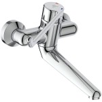 Wash basin tap Wall-mounted exposed 20cm material: Brass mixer, color: Chrome surface: Glossy Wall-mouned exposed Wash basin tap Wall-mounted exposed 20cm material: Brass mixer, color: Chrome surface: Glossy Wall-mouned exposed