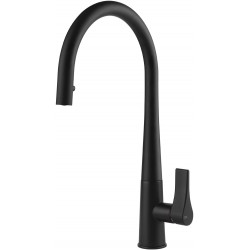Kitchen tap Deck-mounted material: Brass with shower C-Spout, color: Black surface: Matt Deck-mounted