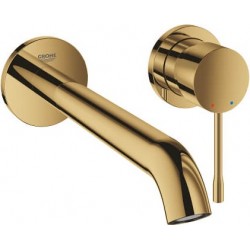 Wash basin tap Wall-mounted - external part 2 holes mixer Without waste, color: Gold 23cm, L-Size material: Brass surface: Glossy