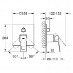 Shower tap Wall-mounted external part 3 way material: Brass mixer With plate without hand shower, hose and holder, color: Chrome surface: Glossy Wall-mounted - external part