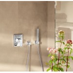 Shower tap Wall-mounted external part 3 way material: Brass mixer With plate without hand shower, hose and holder, color: Chrome surface: Glossy Wall-mounted - external part