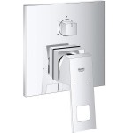 Shower tap Wall-mounted external part 3 way material: Brass mixer With plate without hand shower, hose and holder, color: Chrome surface: Glossy Wall-mounted - external part