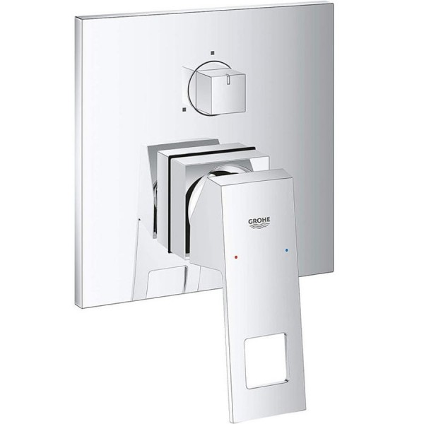 Shower tap Wall-mounted external part 3 way material: Brass mixer With plate without hand shower, hose and holder, color: Chrome surface: Glossy Wall-mounted - external part