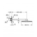 Κεφαλή ντους επίτοιχος τύπος 31x31 από ορείχαλκο 2 ροών & βραχιονας, 310, Brushed warm sunset, χρώμα: Ροζ Χρυσό επιφάνεια: Βουρτσισμένη Κεφαλές ντους