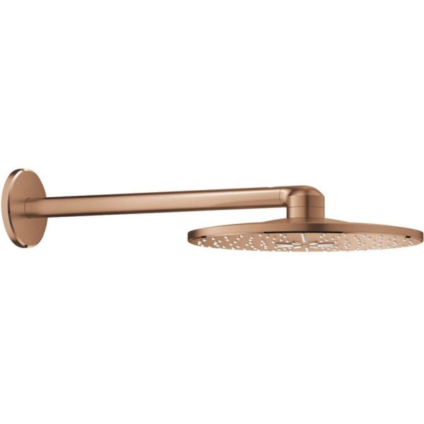 Κεφαλή ντους επίτοιχος τύπος 31x31 από ορείχαλκο 2 ροών & βραχιονας, 310, Brushed warm sunset, χρώμα: Ροζ Χρυσό επιφάνεια: Βουρτσισμένη Κεφαλές ντους
