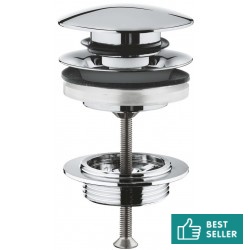 Waste Valve Push-Open With overflow / Without overflow material: Brass surface: Glossy, color: Chrome