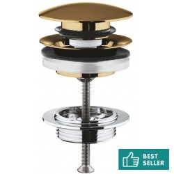 Βαλβίδα push-open, Brushed cool sunrise, με υπερχείλιση / χωρίς υπερχείλιση από ορείχαλκο επιφάνεια: Βουρτσισμένη, χρώμα: Χρυσό Βαλβίδες