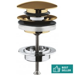 Βαλβίδα push-open, Brushed cool sunrise, με υπερχείλιση / χωρίς υπερχείλιση από ορείχαλκο επιφάνεια: Βουρτσισμένη, χρώμα: Χρυσό