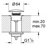 Βαλβίδα push-open, Brushed Hard Graphite, με υπερχείλιση / χωρίς υπερχείλιση από ορείχαλκο επιφάνεια: Βουρτσισμένη, χρώμα: Γκρι Βαλβίδες