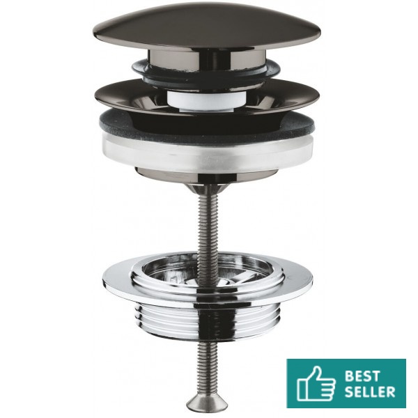 Βαλβίδα push-open, Brushed Hard Graphite, με υπερχείλιση / χωρίς υπερχείλιση από ορείχαλκο επιφάνεια: Βουρτσισμένη, χρώμα: Γκρι Βαλβίδες