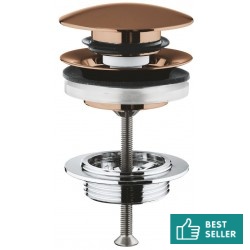 Βαλβίδα push-open, Brushed Warm Sunset, με υπερχείλιση / χωρίς υπερχείλιση από ορείχαλκο επιφάνεια: Βουρτσισμένη, χρώμα: Ροζ Χρυσό Βαλβίδες