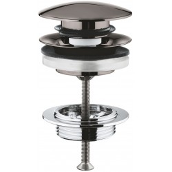 Waste Valve push-open, Hard Graphite With overflow material: Brass surface: Glossy, color: Grey Waste overflows