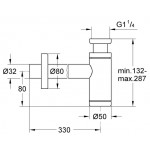 Σιφώνι νιπτήρα 1 ¼” Hard Graphite από ορείχαλκο επιφάνεια: Γυαλιστερή, χρώμα: Γκρι Σιφώνια