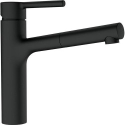 Kitchen tap Deck-mounted material: Brass with shower, color: Black surface: Matt