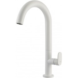 Wash basin tap Deck-mounted L size material: Brass mixer With push-open waste set, color: White surface: Matt