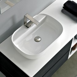 Νιπτήρας ελευθέρας τοποθέτησης 56x39x14 από πορσελάνη με μία οπή χωρίς υπερχείλιση, χρώμα: Λευκό επιφάνεια: Γυαλιστερή