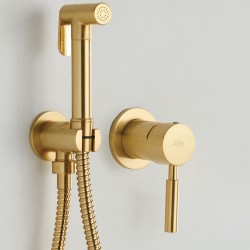Bidet system Mixing material: Brass, color: Gold surface: Brushed Wall-mounted bidet hand shower systems
