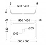 Νιπτήρας ελευθέρας τοποθέτησης 60x38x14 από μάρμαρο χωρίς οπή  χωρίς υπερχείλιση, χρώμα: Γκρι επιφάνεια: Ματ Ελευθέρας τοποθέτησης
