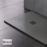 Ντουζιέρα ορθογώνια 100x80x2,4 από χυτό μάρμαρο με βαλβίδα, χρώμα: Γκρι επιφάνεια: Ματ Ορθογώνιες