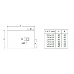 Ντουζιέρα ορθογώνια 120x90x2,4 από χυτό μάρμαρο με βαλβίδα, χρώμα: Λευκό επιφάνεια: Ματ Ορθογώνιες