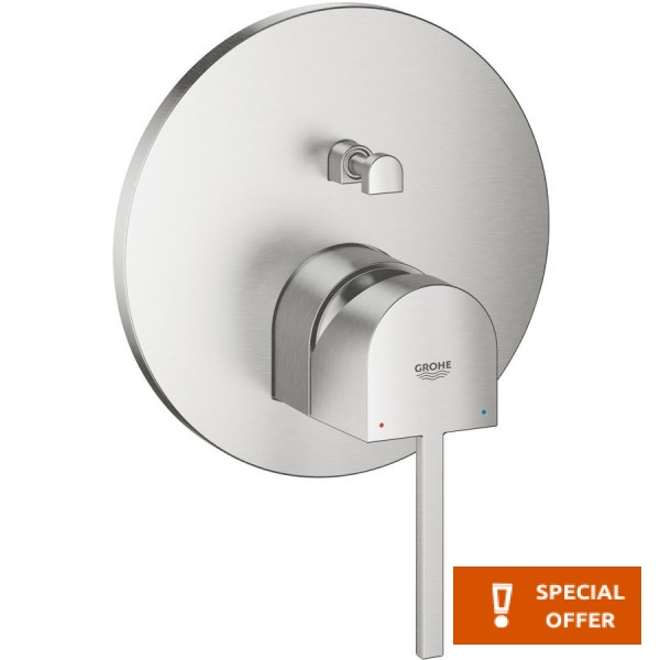 Shower tap Wall-mounted external part 2 way material: Brass mixer With plate without hand shower, hose and holder supersteel, color: Chrome surface: Brushed Wall-mounted - external part
