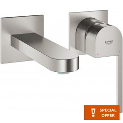 Wash basin tap Wall-mounted - external part 2 holes mixer Without waste, color: Chrome material: Brass supersteel surface: Brushed Wall-mounted - external part