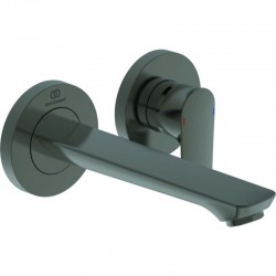 Wash basin tap Wall-mounted - external part 2 holes mixer Without waste, color: Grey material: Brass PVD, magnetic grey, 18,5cm surface: Brushed Wall-mounted - external part