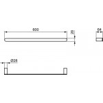 Towel 60cm silver storm Fixed material: Brass single, color: Chrome surface: Brushed Towel rails