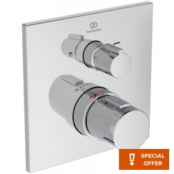Shower tap Wall-mounted external part 2 way material: Brass thermostatic With plate without hand shower, hose and holder, color: Chrome surface: Glossy Wall-mounted - external part