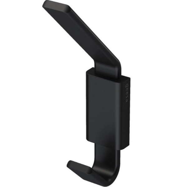 Hook double Flat wall mounted material: Brass, color: Black surface: Matt Hooks