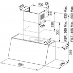 Απορροφητήρας καμινάδα επίτοιχη 70cm 270 W, χρώμα: Μαύρο Ματ Καμινάδες επίτοιχες
