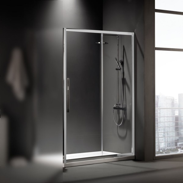 Shower enclosure Linear 130x195 6mm sliding Safe Clean glass surface: Glossy, color: Chrome Linear Shower enclosure Linear 130x195 6mm sliding Safe Clean glass surface: Glossy, color: Chrome Linear
