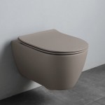 Wall-mounted toilet & toilet seat soft closing, style: Sandwich hidden fixation Rimless Slim sand 50,5x36 surface: Matt, color: Grey/Beige Wall-mounted Wall-mounted toilet & toilet seat soft closing, style: Sandwich hidden fixation Rimless Slim sand 50,5x36 surface: Matt, color: Grey/Beige Wall-mounted