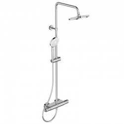 Shower tap with showerpipe and overhead shower Wall-mounted material: Brass thermostatic, color: Chrome surface: Glossy
