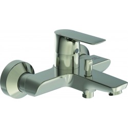 Μπαταρία μπανιέρας επίτοιχη από ορείχαλκο κορμός (χωρίς τηλέφωνο, σπιράλ, στήριγμα),PVD,  silver storm αναμεικτική, χρώμα: Χρωμέ επιφάνεια: Βουρτσισμένη Επίτοιχες