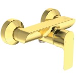 Shower tap Wall-mounted exposed material: Brass mixer without hand shower, hose and holder PVD, brushed gold, color: Gold surface: Brushed Wall-mouned exposed