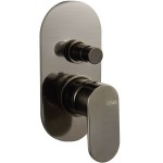 Shower tap Wall-mounted concealed - complete set 2 way material: Brass mixer With plate without hand shower, hose and holder, color: Black surface: Brushed Wall-mounted - external part Shower tap Wall-mounted concealed - complete set 2 way material: Brass mixer With plate without hand shower, hose and holder, color: Black surface: Brushed Wall-mounted - external part