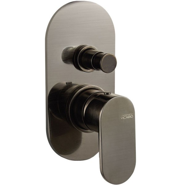 Shower tap Wall-mounted concealed - complete set 2 way material: Brass mixer With plate without hand shower, hose and holder, color: Black surface: Brushed Wall-mounted - external part Shower tap Wall-mounted concealed - complete set 2 way material: Brass mixer With plate without hand shower, hose and holder, color: Black surface: Brushed Wall-mounted - external part