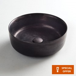 Νιπτήρας ελευθέρας τοποθέτησης 33x33x13 από μάρμαρο χωρίς οπή  χωρίς υπερχείλιση, χρώμα: Μαύρο επιφάνεια: Ματ