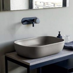 Νιπτήρας ελευθέρας τοποθέτησης 56x39x14 από πορσελάνη χωρίς οπή  χωρίς υπερχείλιση sand, χρώμα: Γκρι/Μπεζ επιφάνεια: Ματ