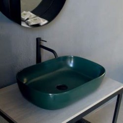 Νιπτήρας ελευθέρας τοποθέτησης 56x39x14 από πορσελάνη χωρίς οπή  χωρίς υπερχείλιση musk, χρώμα: Πράσινο επιφάνεια: Ματ Ελευθέρας τοποθέτησης