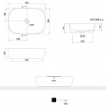Νιπτήρας ελευθέρας τοποθέτησης 56x39x14 από πορσελάνη χωρίς οπή  χωρίς υπερχείλιση, χρώμα: Μπλε επιφάνεια: Ματ Ελευθέρας τοποθέτησης