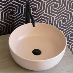 Νιπτήρας ελευθέρας τοποθέτησης 33x33x12,5 από πορσελάνη χωρίς οπή  χωρίς υπερχείλιση antique pink, χρώμα: Ροζ επιφάνεια: Ματ Ελευθέρας τοποθέτησης