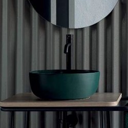 Νιπτήρας ελευθέρας τοποθέτησης 33x33x12,5 από πορσελάνη χωρίς οπή  χωρίς υπερχείλιση musk, χρώμα: Πράσινο επιφάνεια: Ματ Ελευθέρας τοποθέτησης